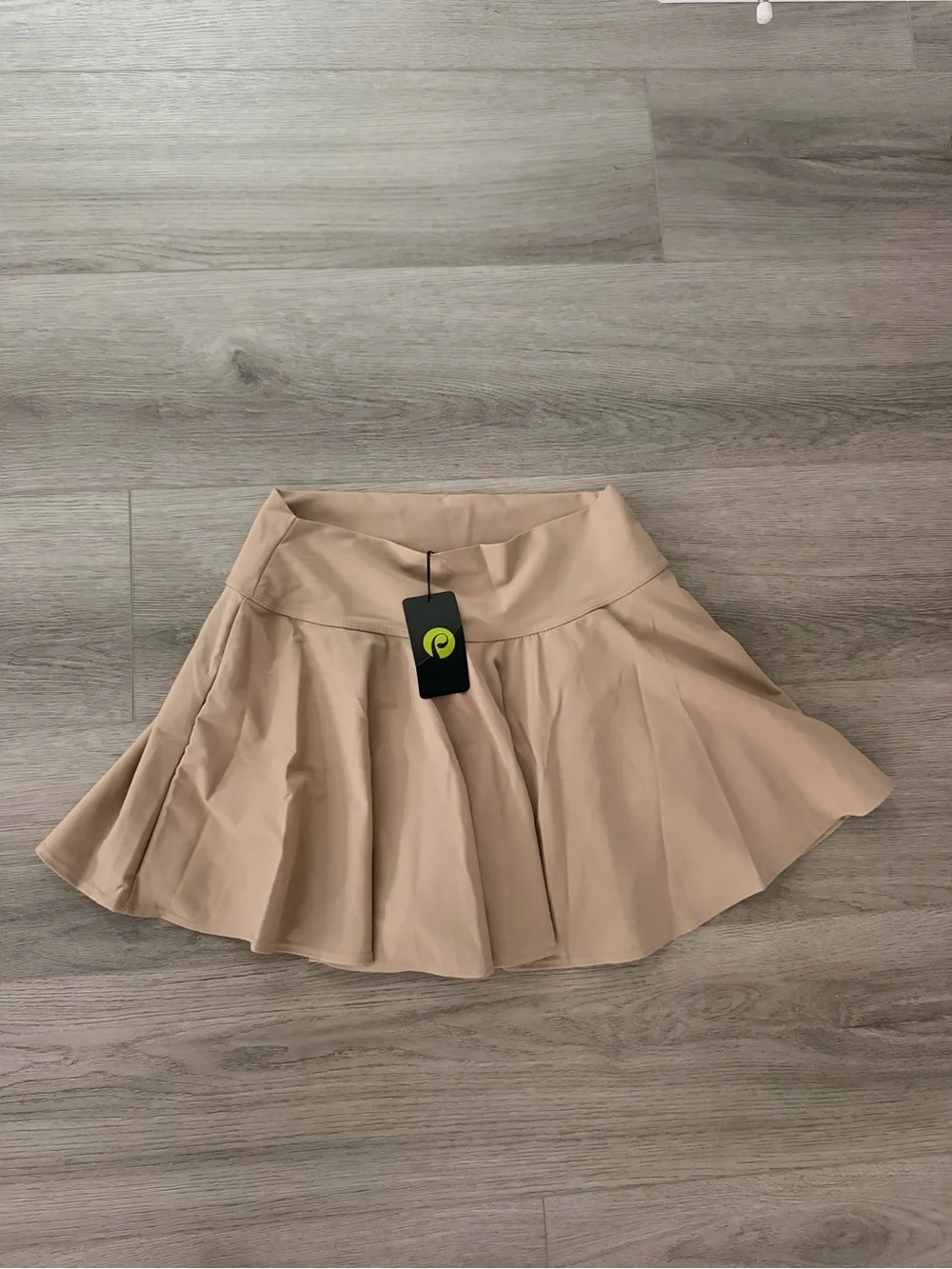 High-Waist Flared Mini Skirt in Beige